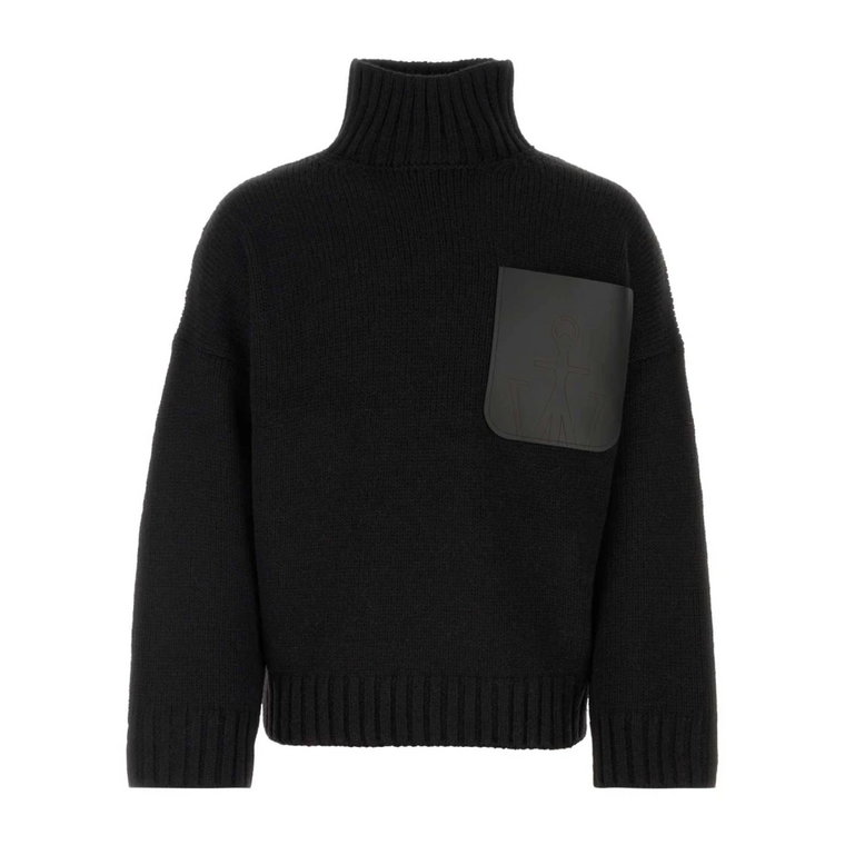Czarny sweter z akrylowym dodatkiem - Stylowy i wygodny JW Anderson