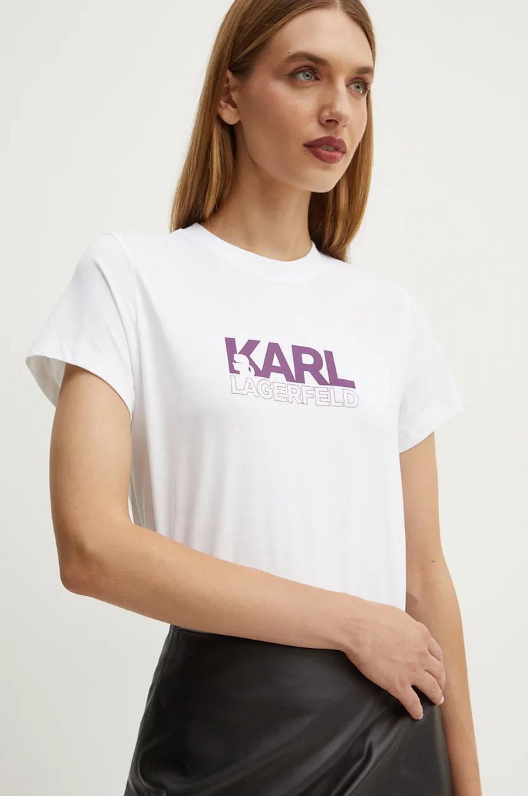 Karl Lagerfeld t-shirt bawełniany damski kolor biały 24WW1703