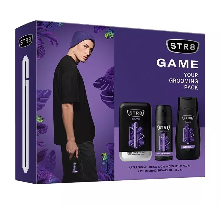 STR8 GAME WODA PO GOLENIU 100ML + DEZODORANT 150ML + ŻEL 250ML