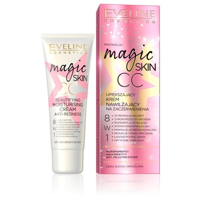 Eveline Cosmetics Magic Skin CC upiększający krem nawilżający na zaczerwienienia 50ml