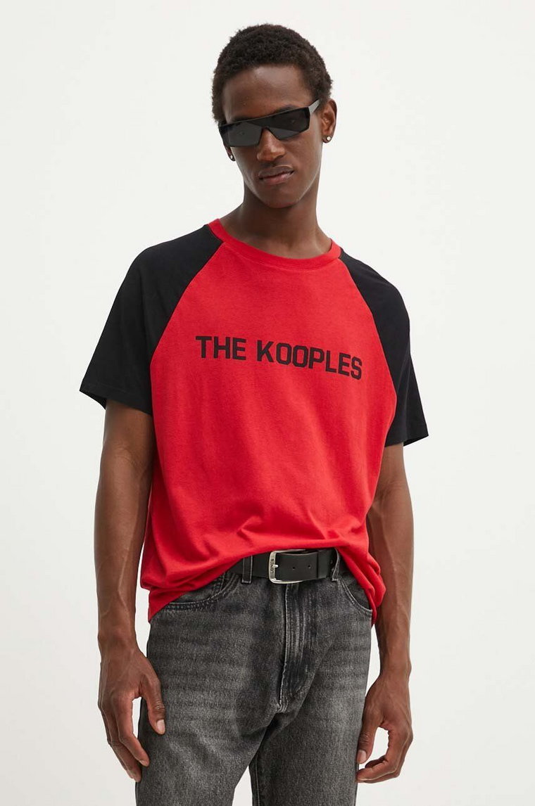 The Kooples t-shirt męski kolor czerwony z nadrukiem HTSC29010K