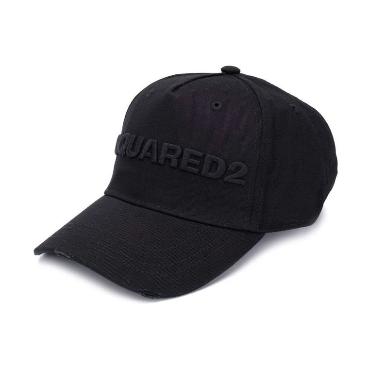 Czarna bawełniana czapka z logo Dsquared2