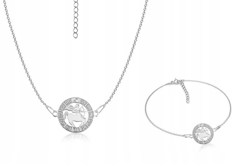 Komplet rodowanej biżuterii srebrnej znak zodiaku Strzelec