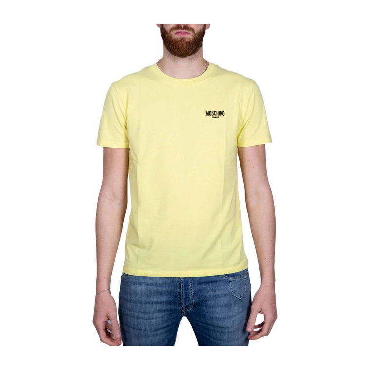 Żółta podstawowa koszulka męska z nadrukiem logo Love Moschino