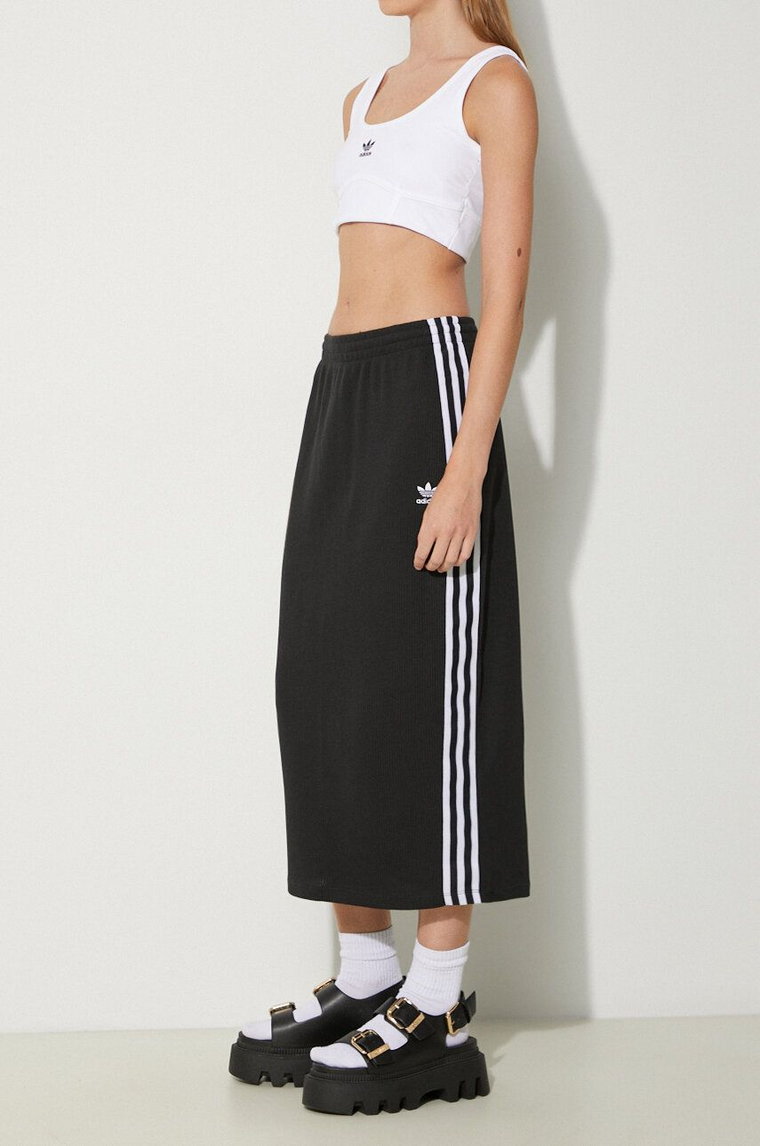 adidas Originals spódnica Knitted Skirt kolor czarny midi prosta IY7279