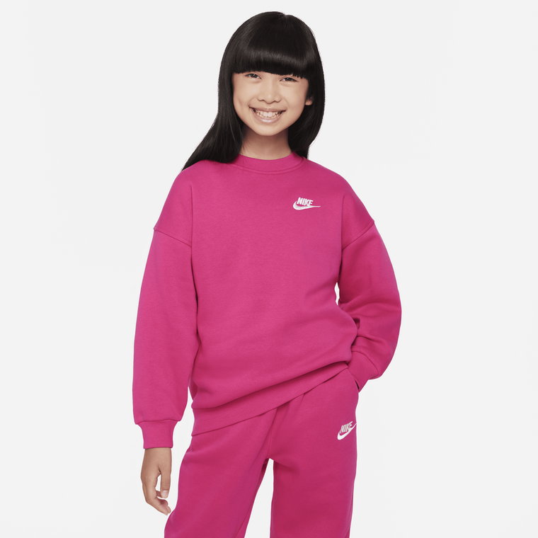 Bluza dresowa dla dużych dzieci (dziewcząt) o kroju oversize Nike Sportswear Club Fleece - Zieleń