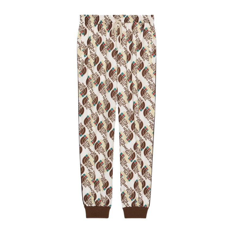 Limitowana edycja Web Print Jogging Pant Brązowy Gucci