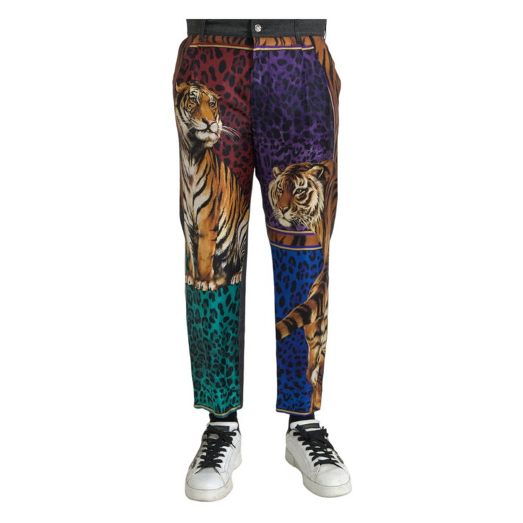 Zwierzęcy Tapered Bawełniane Spodnie Dolce & Gabbana