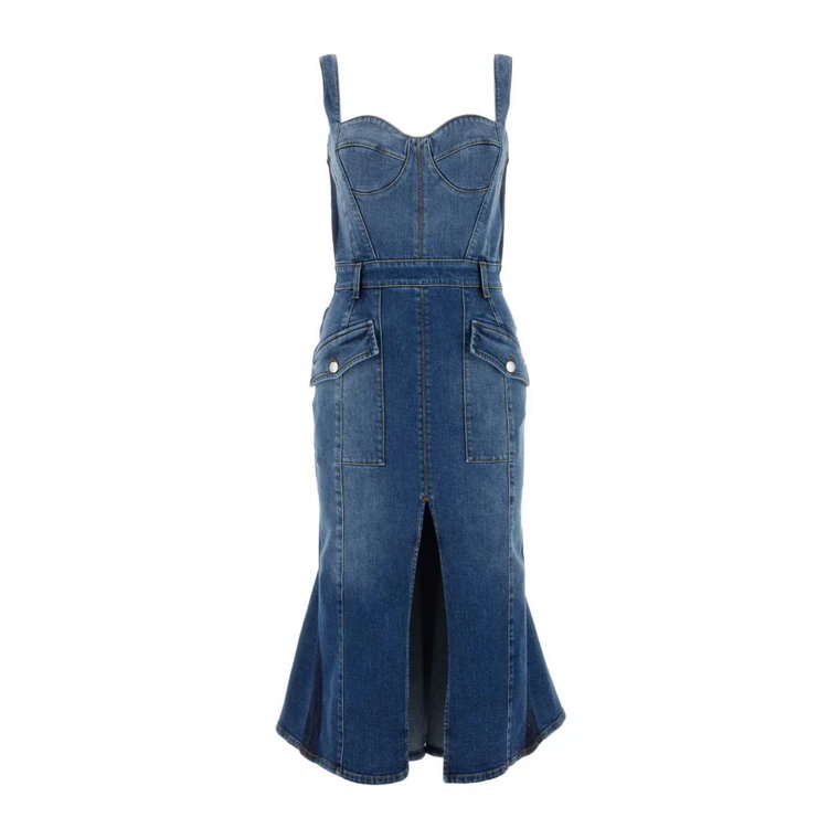 Stretch Denim Sukienka Alexander McQueen