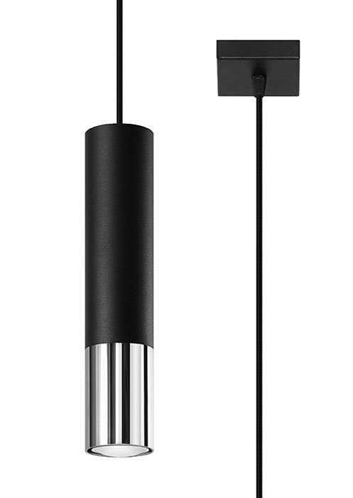 Czarno-chromowana lampa wisząca tuba - EXX244-Loper