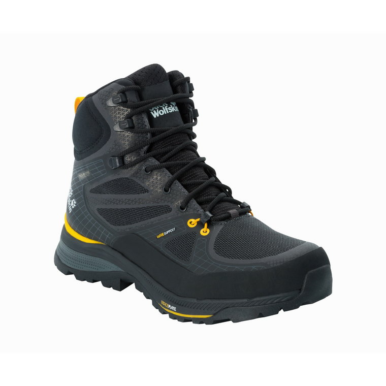 Buty męskie górskie Jack Wolfskin FORCE TREKKER TEXAPORE MID M black / burly yellow XT - 39,5