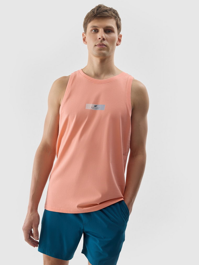 Tank top regular z nadrukiem męski - pomarańczowy