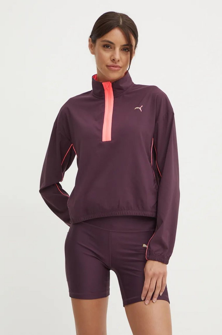 Puma bluza do biegania For Her kolor fioletowy z aplikacją 525743