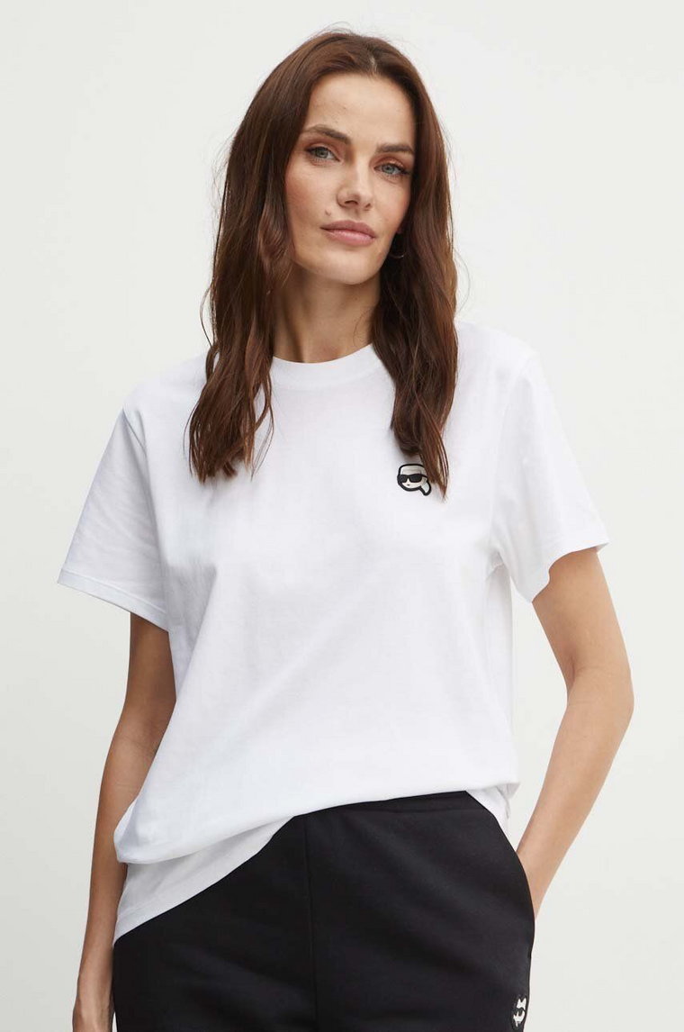 Karl Lagerfeld t-shirt bawełniany damski kolor biały 245W1712