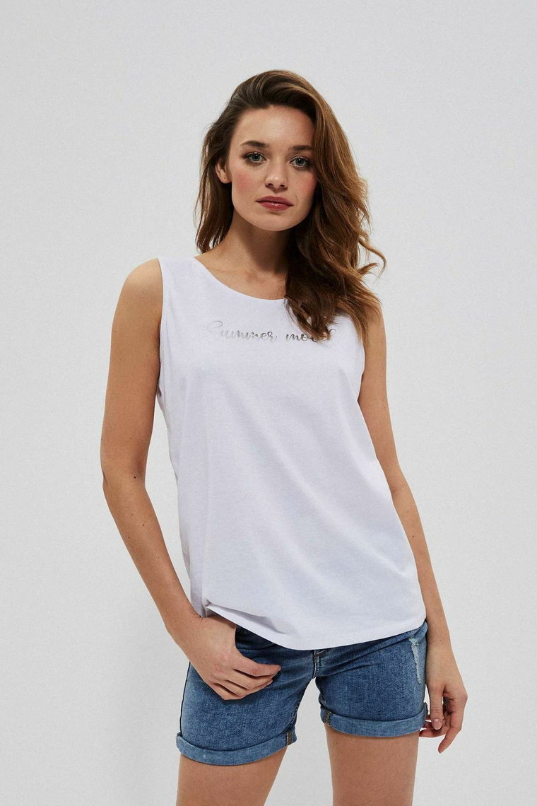 Koszulka damska na ramiączka z napisem biała