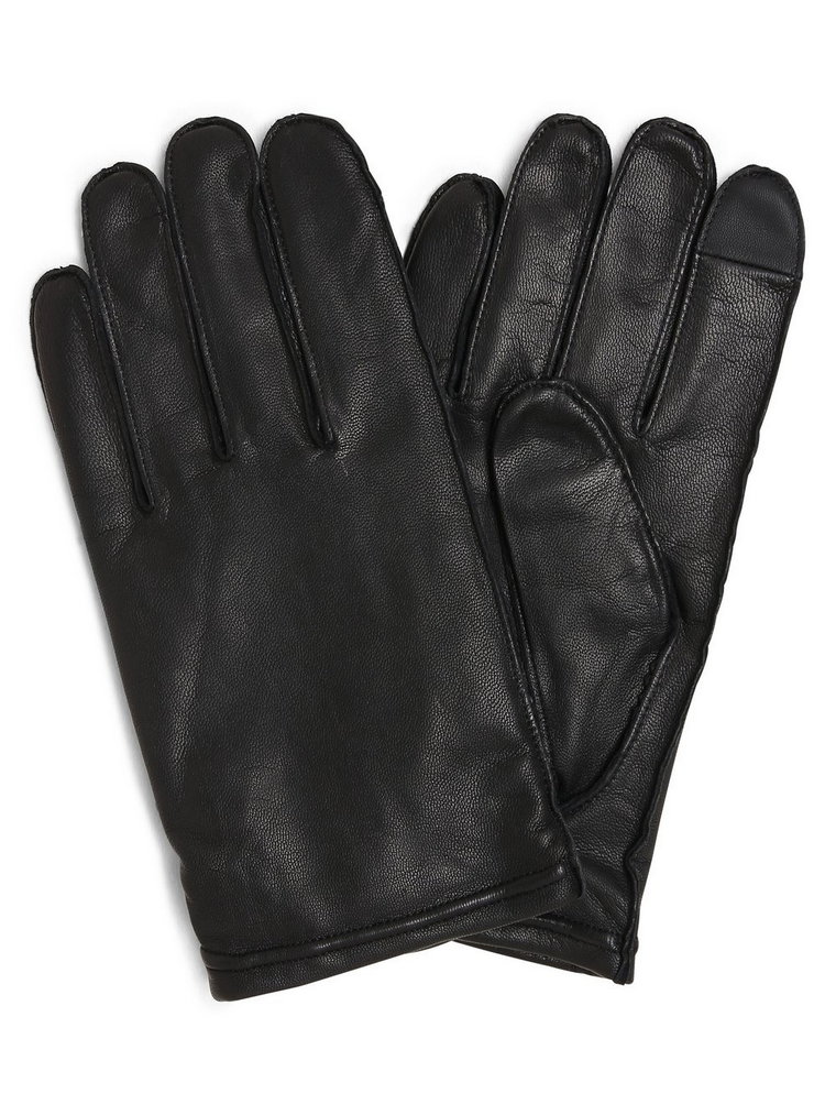 BOSS - Skórzane rękawiczki męskie  Kranton-ME, czarny