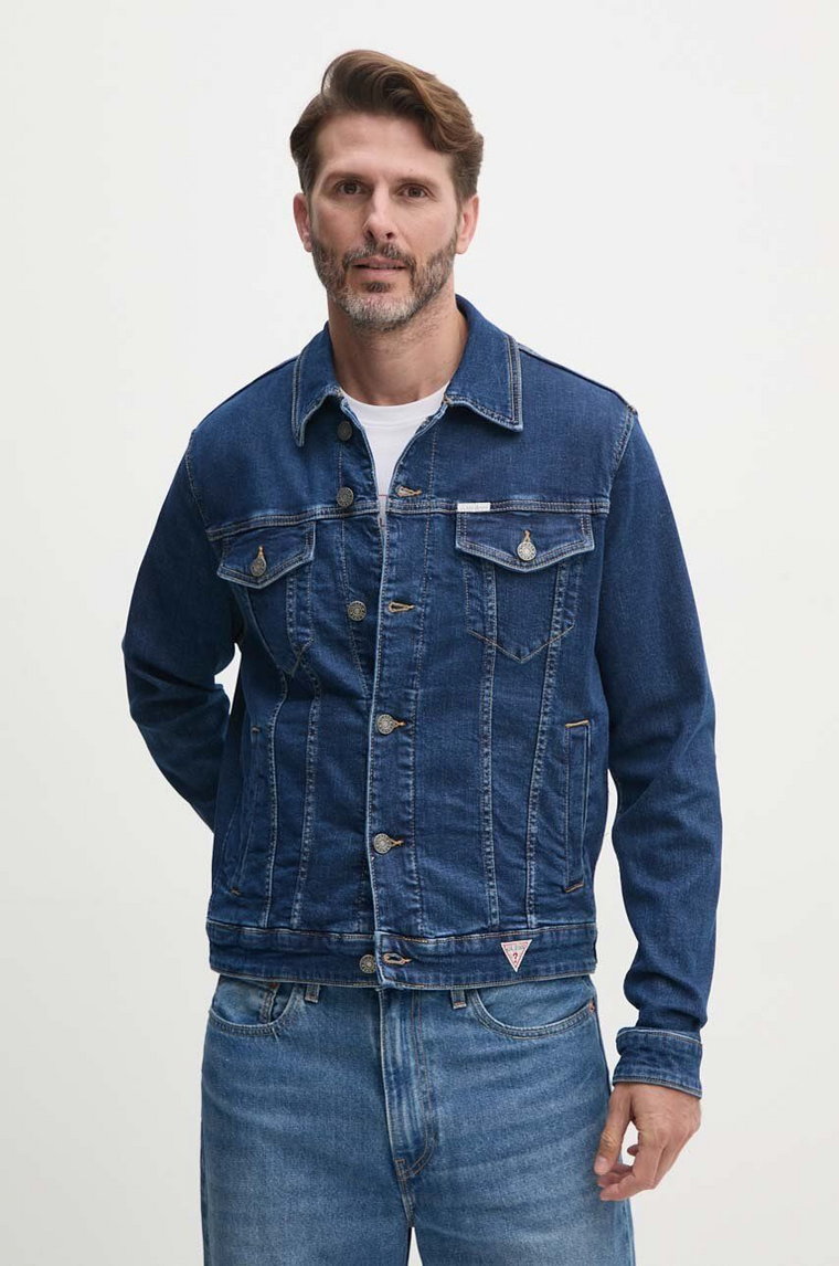 Guess Jeans kurtka jeansowa męska kolor niebieski przejściowa M4YN33 D5DM3