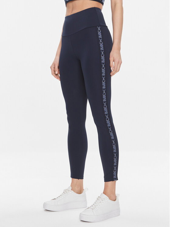 Błyszczące legginsy z wysokim stanem, Versace Jeans Couture, Kobiety