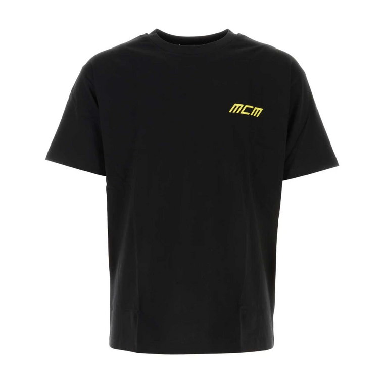 Podnieś swój casualowy styl z czarnym, oversize`owym T-shirtem z bawełny MCM