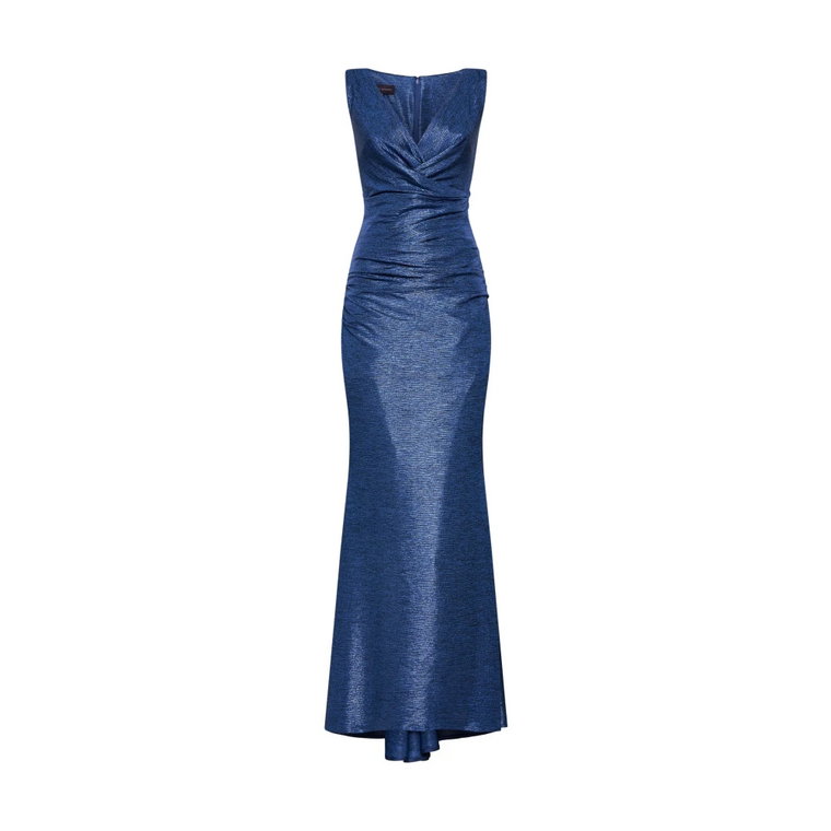 Niebieska Metaliczna Suknia Wieczorowa Talbot Runhof