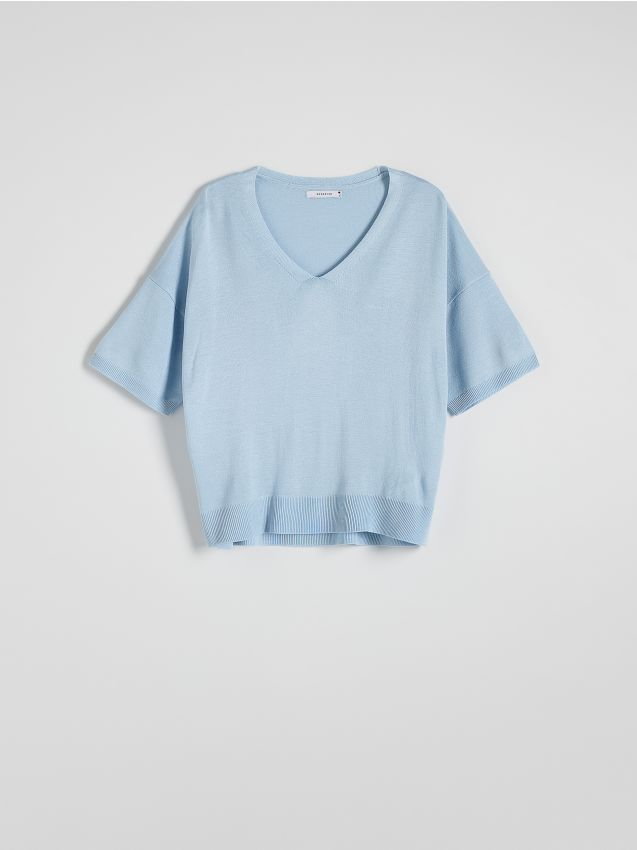 Reserved - Bluzka z wiskozą - jasnoniebieski