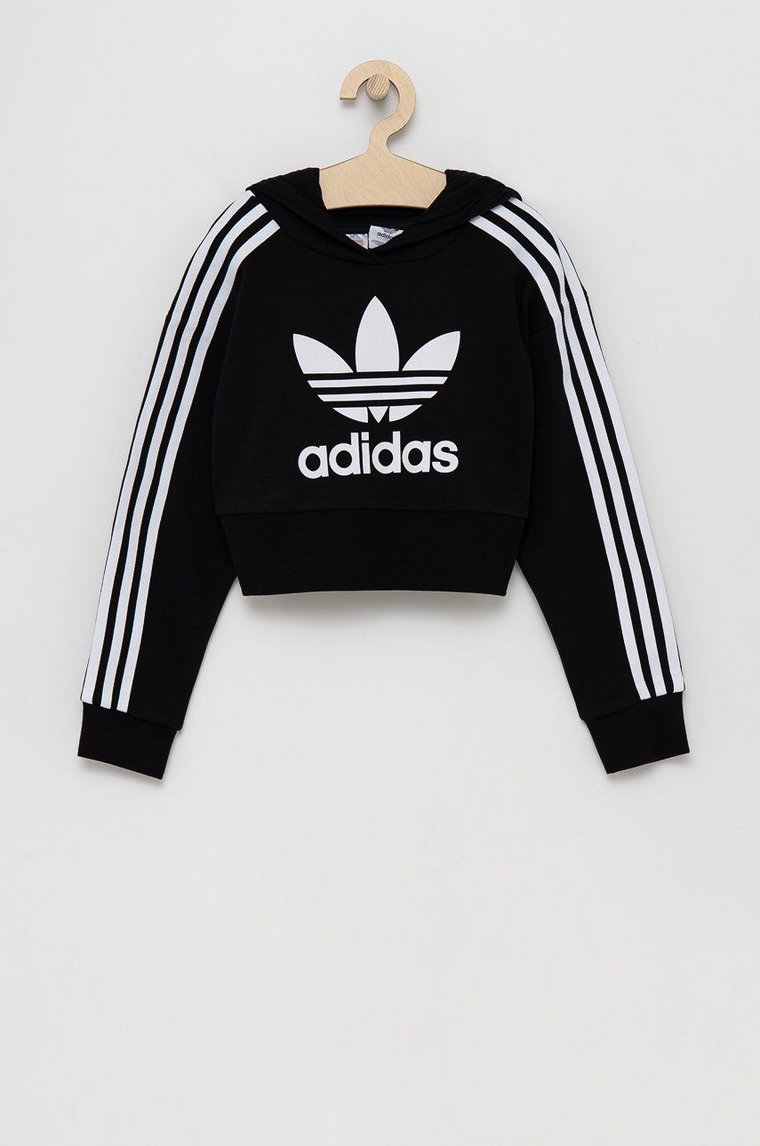 adidas Originals Bluza dziecięca H32337 kolor czarny z kapturem z aplikacją