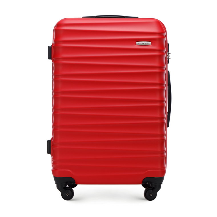 Średnia walizka z ABS-u z żebrowaniem czerwona