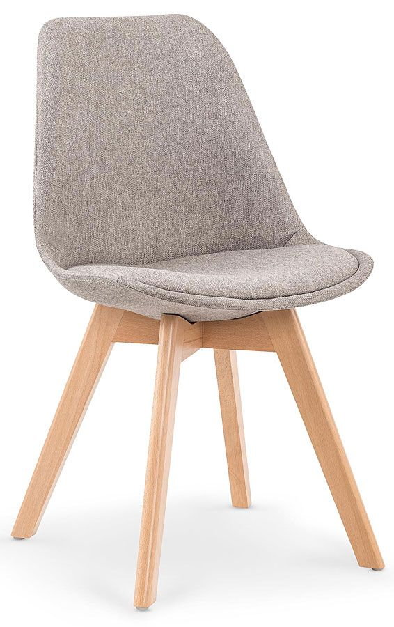 Stylowe tapicerowane krzesło drewniane jasny popiel - Nives