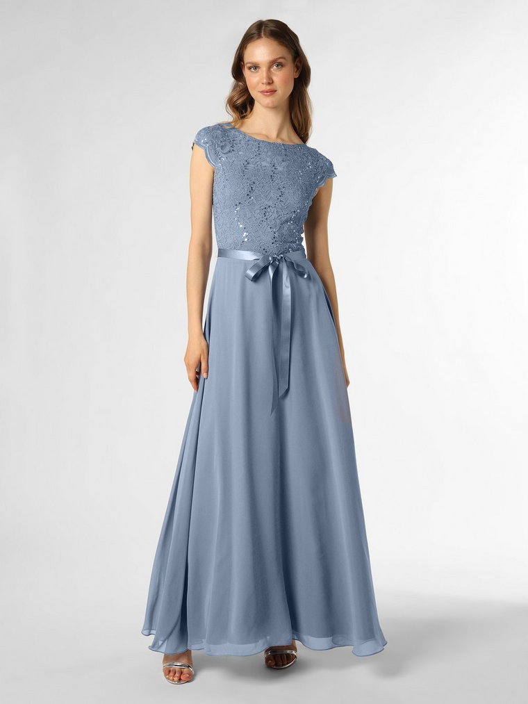 Swing - Damska sukienka wieczorowa, niebieski|szary