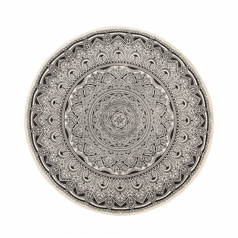 Dywan okrągły orientalny nadruk ø 120 cm czarno-kremowy HIZAN kod: 4251682228176