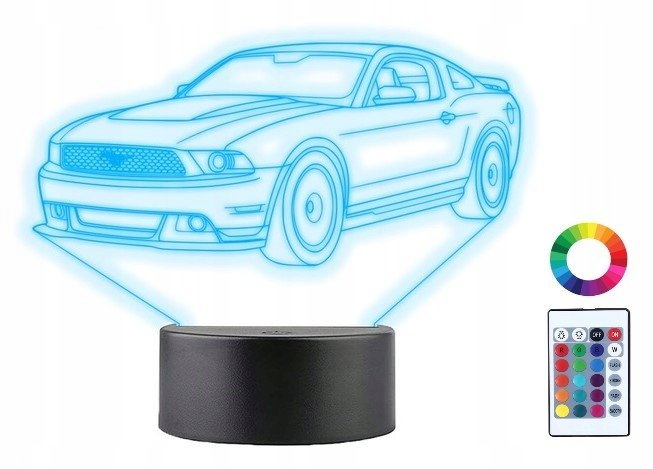 Lampka Nocna 3D Led Ford Mustang S197 Imię Grawer