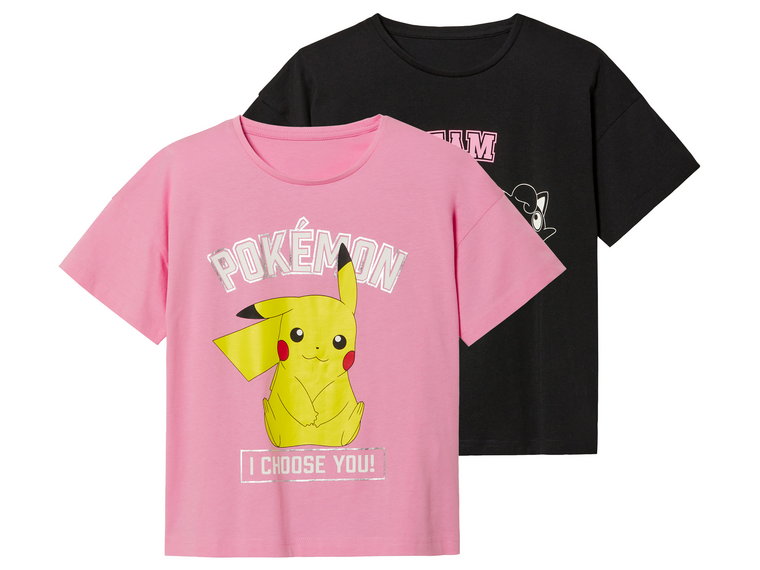 T-shirty dziecięce z postaciami z bajek, 2 sztuki (134-140, Wzór Pokémon)