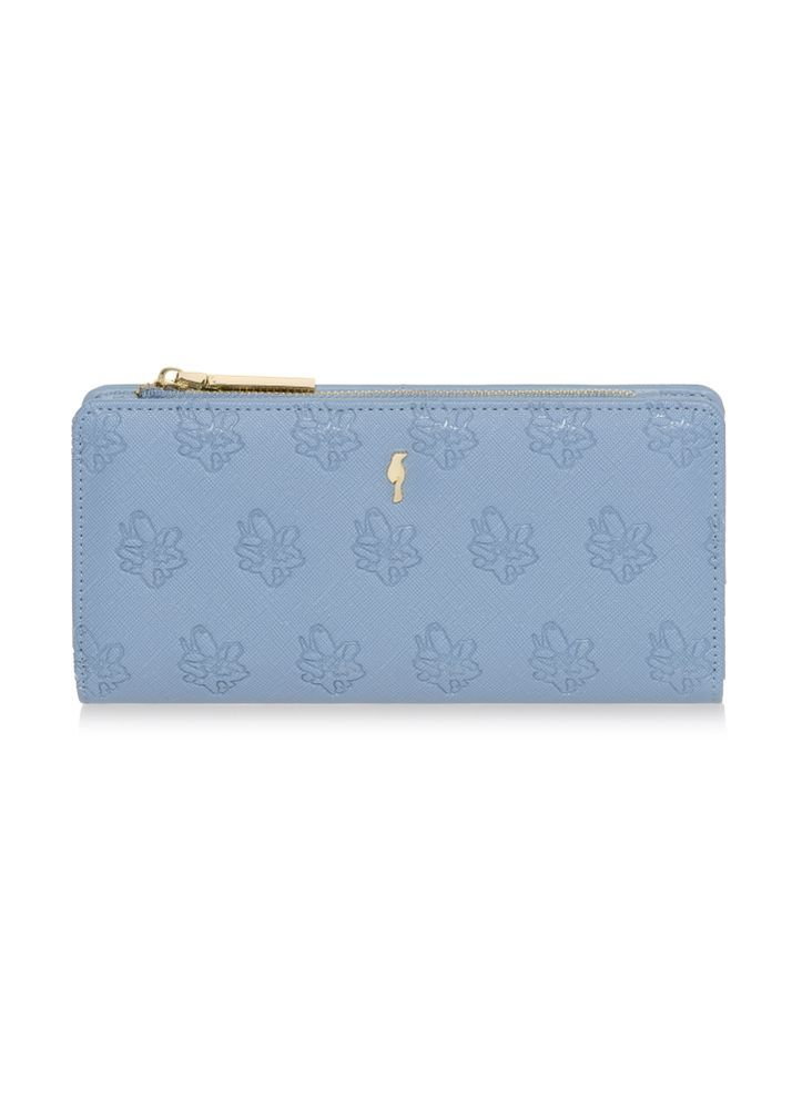 Duży błękitny portfel damski z tłoczeniem