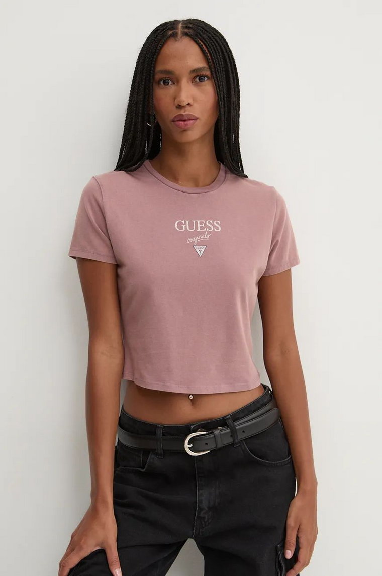 Guess Originals t-shirt damski kolor fioletowy W4BI05 J1314