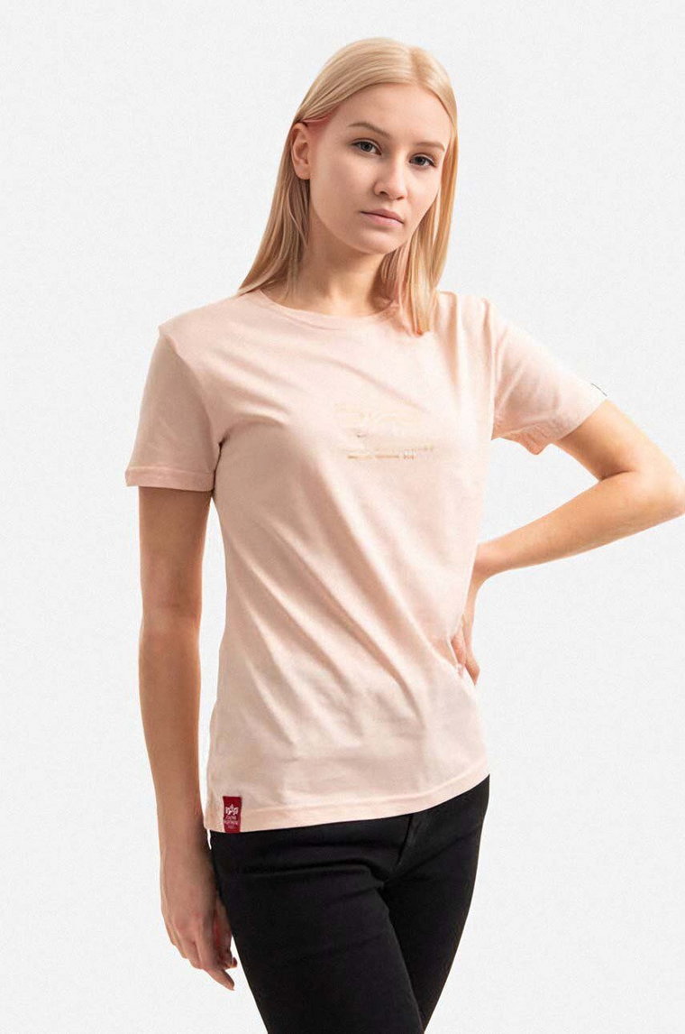 Alpha Industries t-shirt bawełniany Basic T ML Foil Print Wmn kolor pomarańczowy 106061.640-POMARANCZO