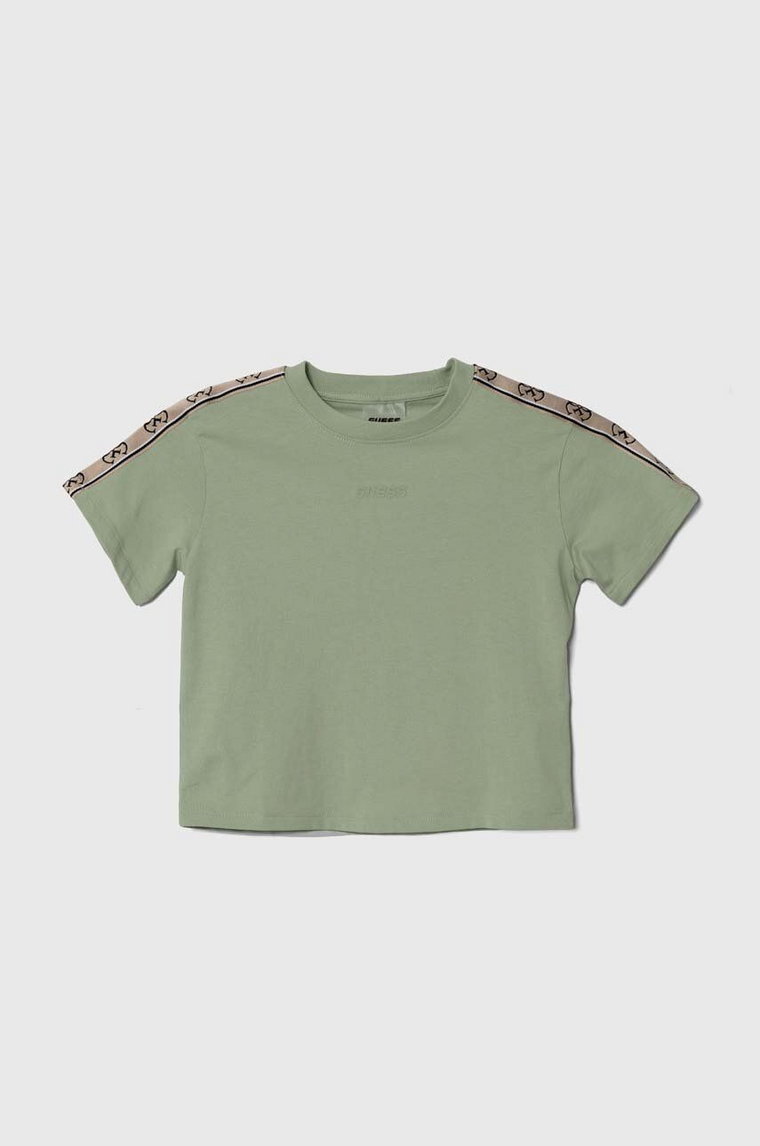 Guess t-shirt bawełniany dziecięcy kolor zielony