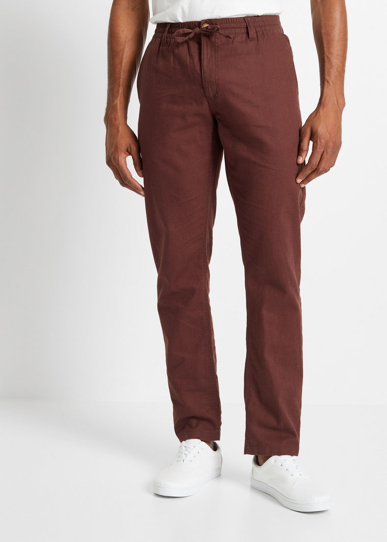 Spodnie chino Regular Fit Straight, z materiału z domieszką lnu