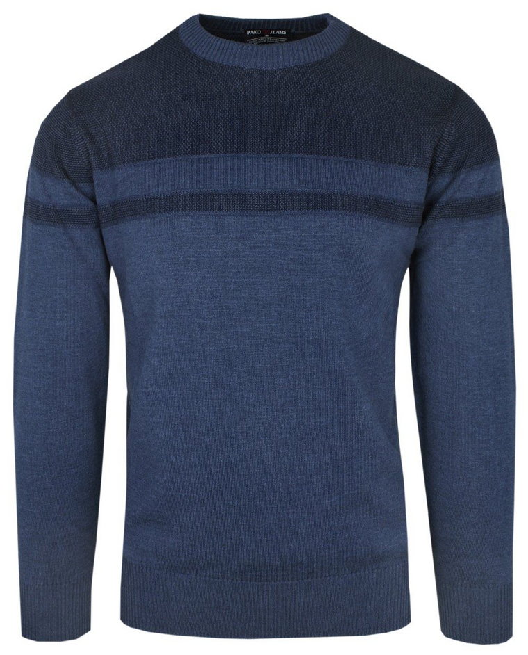 Klasyczny Sweter - Wełna z Akrylem - Pako Jeans - Granatowy