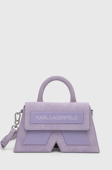 Karl Lagerfeld torebka zamszowa kolor fioletowy