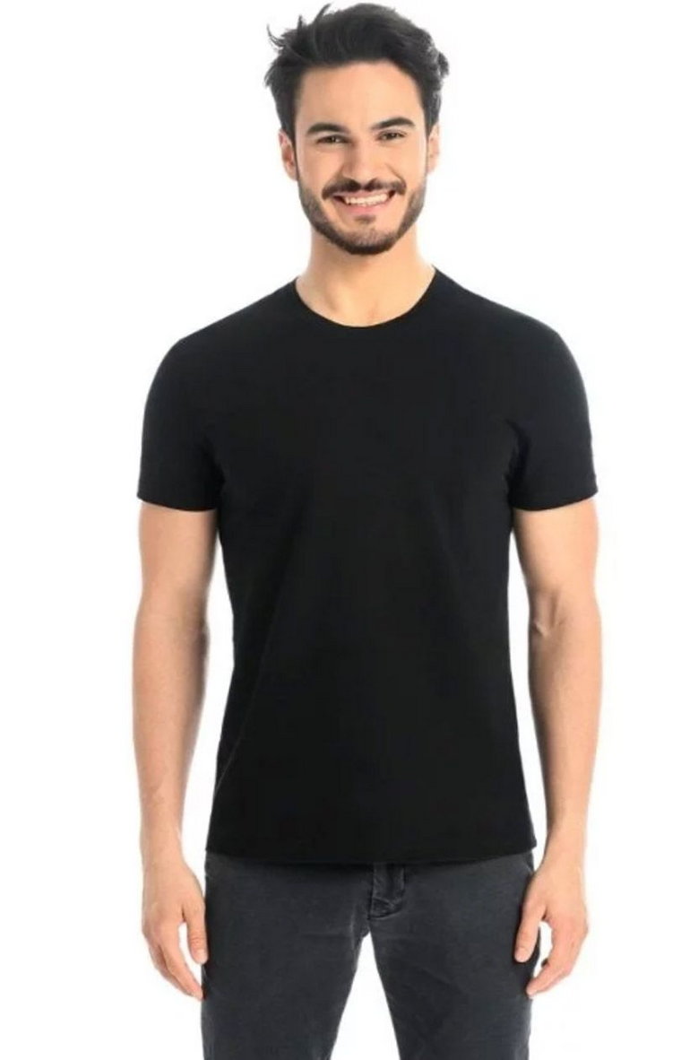 Czarny t-shirt męski bawełniany koszulka z krótkim rękawem Luca, Kolor czarny, Rozmiar 3XL, Teyli