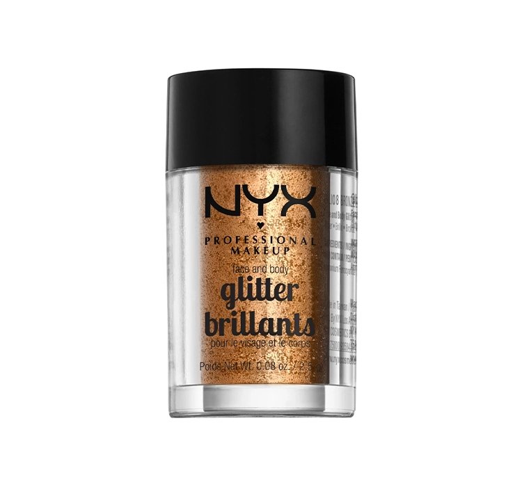 NYX PROFESSIONAL MAKEUP GLITTER BRILLANTS BROKAT DO TWARZY I CIAŁA 08 BROWN 2,5G