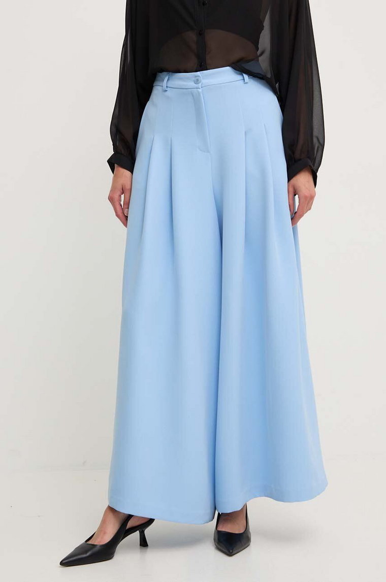 Answear Lab spodnie damskie kolor niebieski szerokie high waist