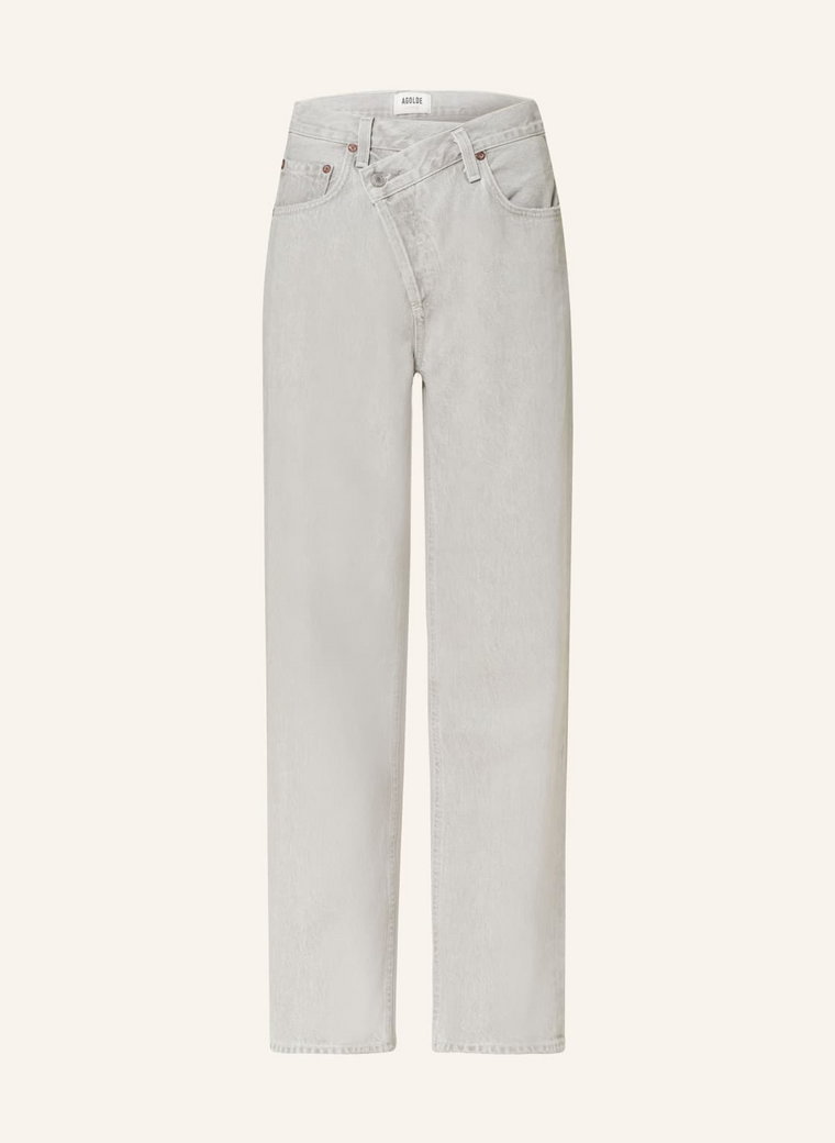 Agolde Jeansy Straight Criss Cross weiss