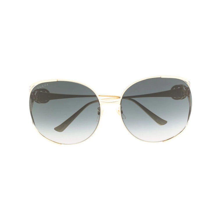 Złote Okulary przeciwsłoneczne z oryginalnymi akcesoriami Gucci