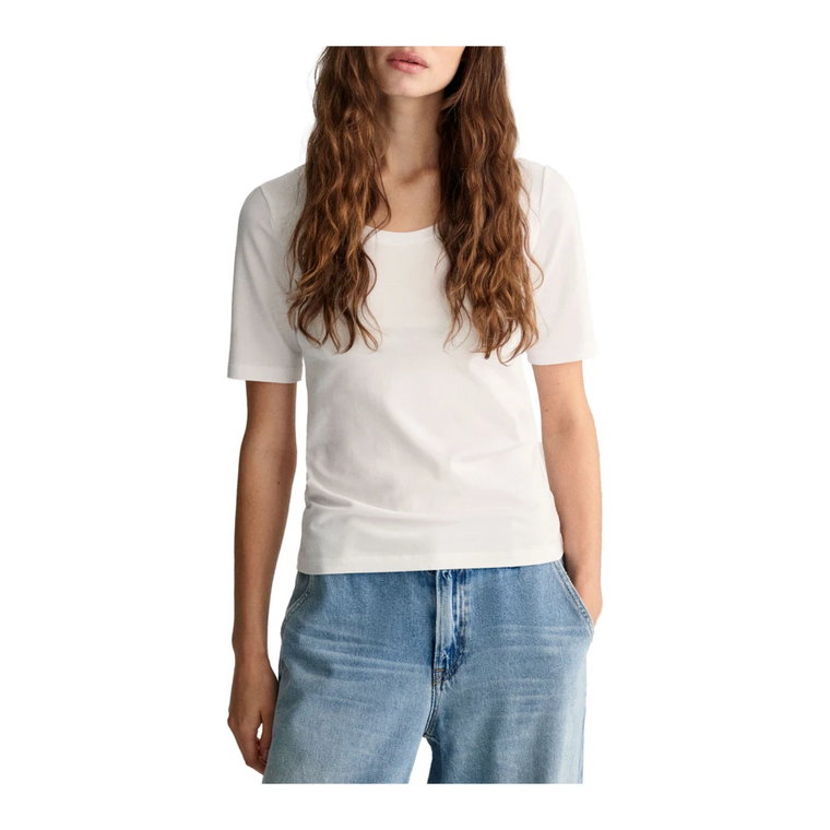 Scoop Neck Slim Bawełniany Top Gant