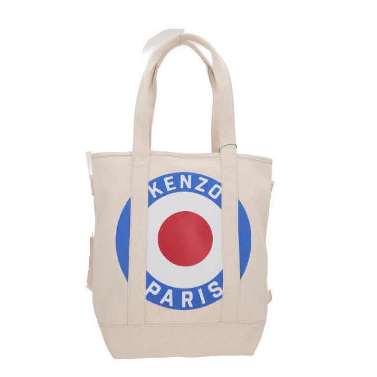 Beżowa torba z płótna z nadrukiem Kenzo Target Kenzo