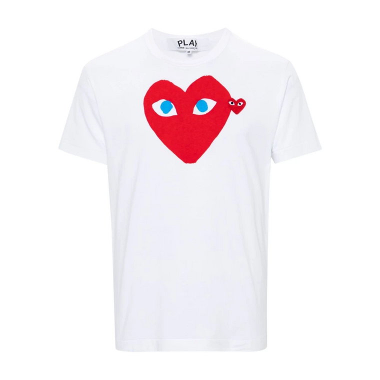 T-shirt z nadrukiem serca i okrągłym dekoltem Comme des Garçons