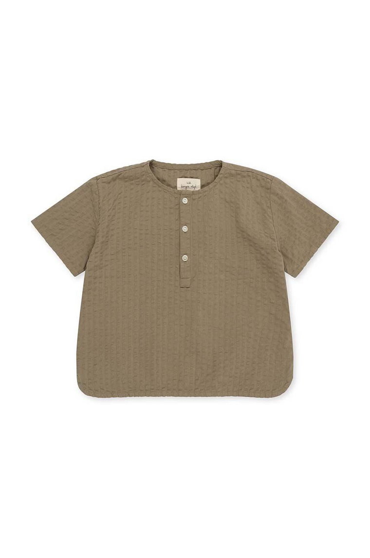 Konges Sløjd t-shirt bawełniany dziecięcy kolor brązowy wzorzysty