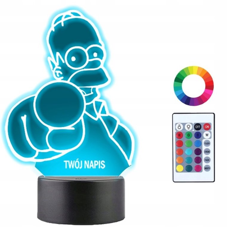 Lampka Nocna 3D Led HOMER SIMPSONOWIE Prezent Grawer