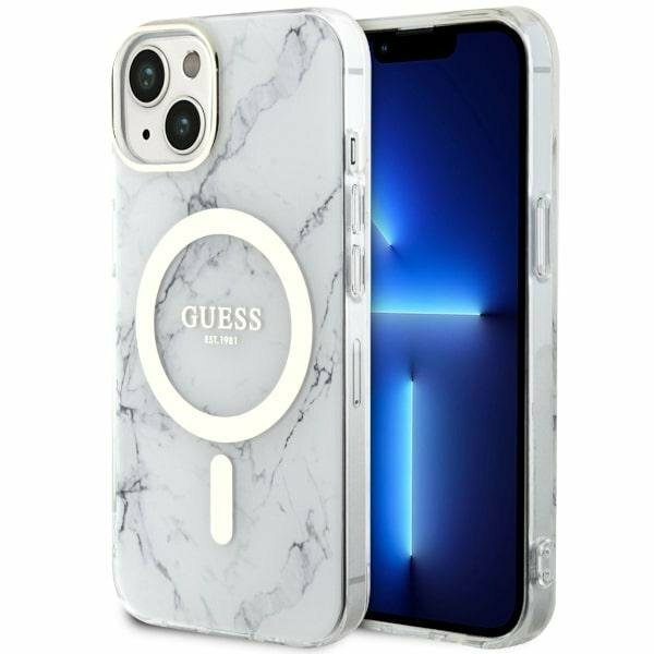 Guess GUHMP14SPCUMAH iPhone 14 6.1" biały/white hardcase Marble MagSafe